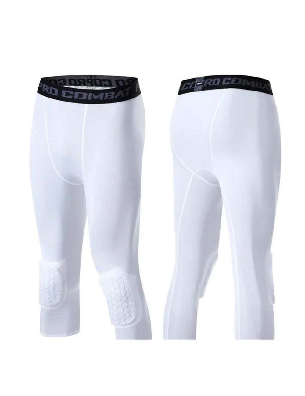 ProSport Men's 3/4 Compression Pants with Honeycomb Padded Knee Pads